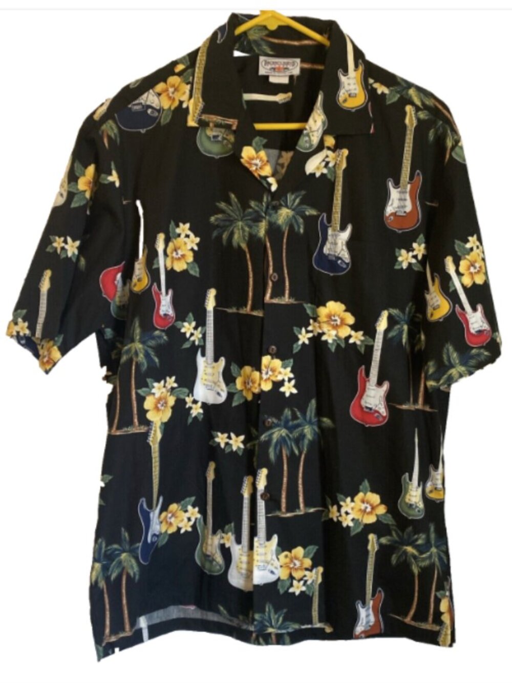 Pacific Legend Men’s Hawaiian Shirt Size XL Woodys Surf Boards Black